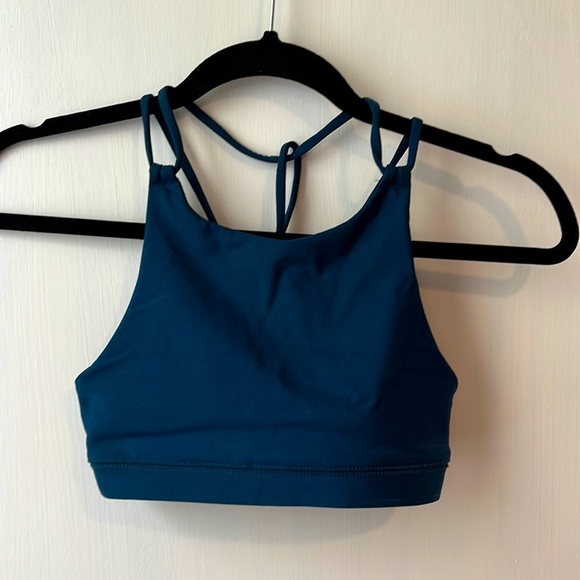 Peacock blue Rafa strappy yoga sport bra - Picture 1 of 3